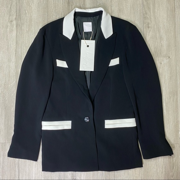 Paris Georgia Jackets & Blazers - Paris Georgia Basil Jacket Black White Tuxedo